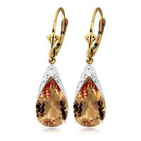 Citrine Snowcap Drop Earrings 10.0ctw in 9ct Gold