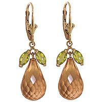 Citrine and Peridot Snowdrop Earrings 15.0ctw in 9ct Gold