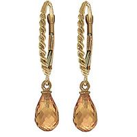 Citrine Plait Stem Briolette Drop Earrings 3.0ctw in 9ct Gold