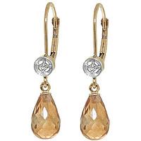 Citrine and Diamond Illusion Drop Earrings 4.5ctw in 9ct Gold