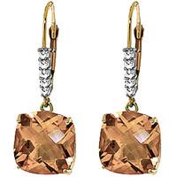 Citrine and Diamond Rococo Drop Earrings 7.2ctw in 9ct Gold