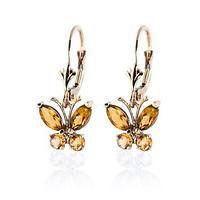 Citrine Butterfly Drop Earrings 1.24ctw in 9ct Gold