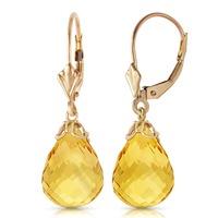 Citrine Crown Briolette Drop Earrings 14.0ctw in 9ct Gold