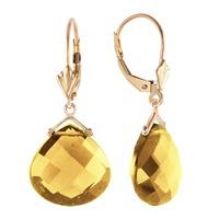 Citrine Star Heart Drop Earrings 17.0ctw in 9ct Gold