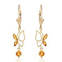 Citrine Butterfly Drop Earrings 0.35ctw in 9ct Gold