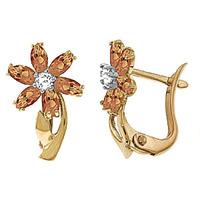 Citrine and Diamond Flower Petal Stud Earrings 1.0ctw in 9ct Gold