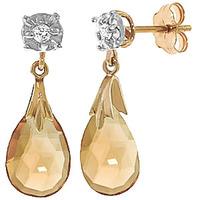 Citrine and Diamond Comet Stud Earrings 6.0ctw in 9ct Gold