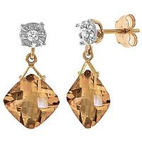 Citrine and Diamond Deflection Stud Earrings 17.5ctw in 9ct Gold