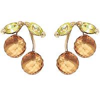 Citrine and Peridot Cherry Drop Stud Earrings 2.9ctw in 9ct Gold