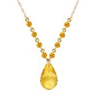 Citrine Briolette Pendant Necklace 11.5ctw in 9ct Gold