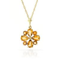 Citrine Sunflower Pendant Necklace 2.43ctw in 9ct Gold