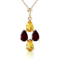 Citrine and Garnet Pendant Necklace 1.5ctw in 9ct Gold