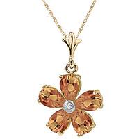 citrine and diamond flower petal pendant necklace 22ctw in 9ct gold