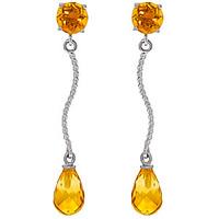 Citrine Lure Drop Earrings 4.3ctw in 9ct White Gold