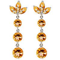 Citrine Petal Drop Earrings 8.7ctw in 9ct White Gold