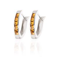 Citrine Acute Huggie Earrings 0.7ctw in 9ct White Gold