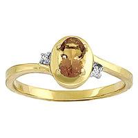 Citrine and Diamond Meridian Ring 0.5ct in 9ct Gold