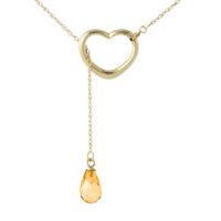 Citrine Briolette Pendant Necklace 2.25ct in 9ct Gold