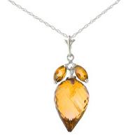 citrine briolette pendant necklace 100ctw in 9ct white gold