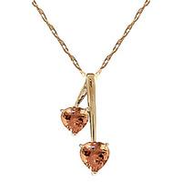 Citrine Twin Heart Pendant Necklace 1.4ctw in 9ct Gold