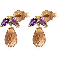 citrine and amethyst snowdrop stud earrings 34ctw in 9ct gold