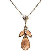 Citrine Snowdrop Briolette Pendant Necklace 1.7ctw in 9ct Gold