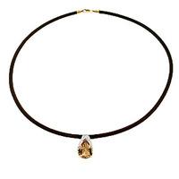 Citrine Snowcap Leather Pendant Necklace 6.0ct in 9ct Gold