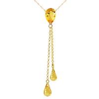 Citrine Droplet Pendant Necklace 3.75ctw in 9ct Gold