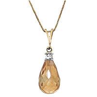 Citrine and Diamond Pendant Necklace 2.25ct in 9ct Gold