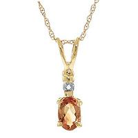 Citrine and Diamond Pendant Necklace 0.45ct in 9ct Gold