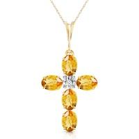 Citrine and Diamond Rio Cross Pendant Necklace 1.73ctw in 9ct Gold