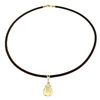 citrine and diamond leather pendant necklace 65ct in 9ct gold