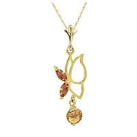 Citrine Butterfly Pendant Necklace 0.18ctw in 9ct Gold