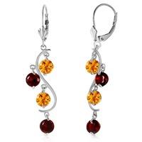 citrine and garnet dream catcher drop earrings 46ctw in 9ct white gold