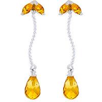 Citrine Teardrop Briolette Earrings 3.4ctw in 9ct White Gold