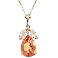 Citrine and White Topaz Pendant Necklace 6.5ctw in 9ct Gold