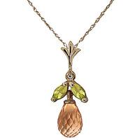 Citrine and Peridot Snowdrop Pendant Necklace 1.7ctw in 9ct Gold