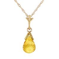 Citrine Droplet Briolette Pendant Necklace 4.5ct in 9ct Gold