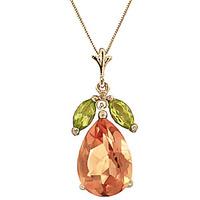 citrine and peridot pendant necklace 65ctw in 9ct gold