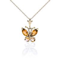 Citrine Butterfly Pendant Necklace 0.6ctw in 9ct Gold