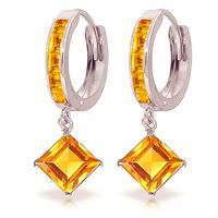 Citrine Huggie Hoop Earrings 4.4ctw in 9ct White Gold