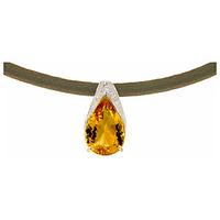 Citrine Snowcap Leather Pendant Necklace 6.0ct in 9ct White Gold