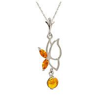 Citrine Butterfly Pendant Necklace 0.18ctw in 9ct White Gold