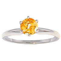 Citrine Crown Solitaire Ring 0.65ct in 9ct White Gold