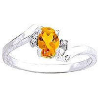 citrine and diamond embrace ring 045ct in 9ct white gold