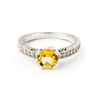 Citrine and Diamond Renaissance Ring 1.5ct in 9ct White Gold