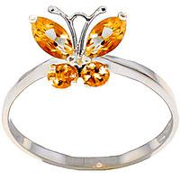 Citrine Butterfly Ring 0.6ctw in 9ct White Gold