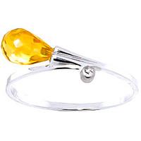 Citrine and Diamond Droplet Ring 1.5ct in 9ct White Gold