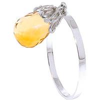 Citrine Crown Briolette Ring 3.0ct in 9ct White Gold