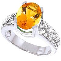 Citrine and Diamond Renaissance Ring 3.0ct in 9ct White Gold